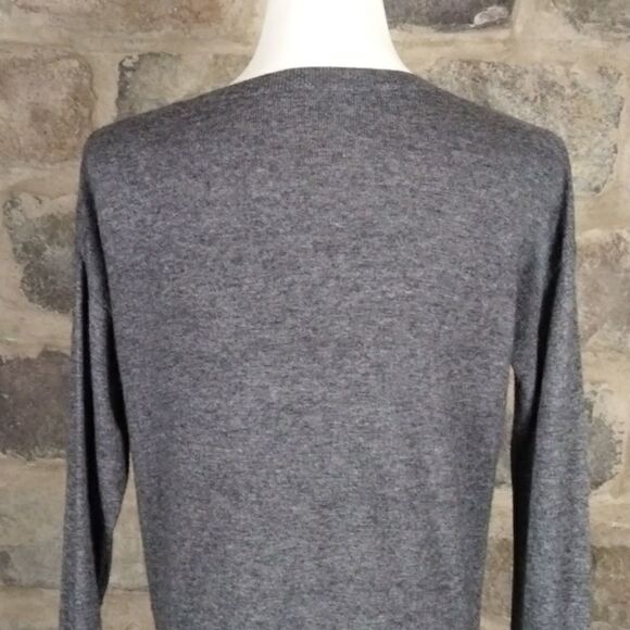 Topshop‎ Gray V Neck Sweater with Lace Trim Elegant Tunic Top Woman's 4 - Picture 13 of 15
